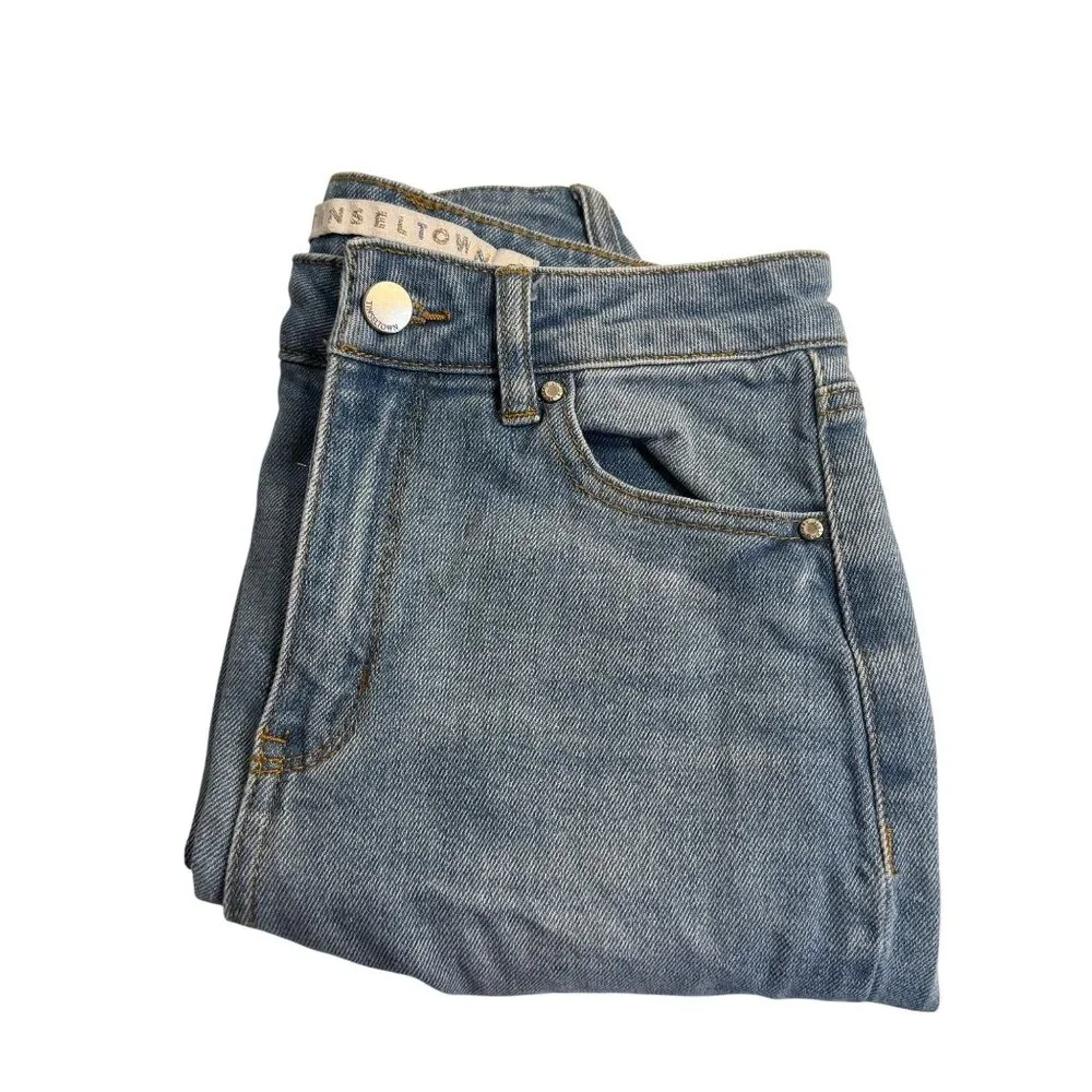 Tinseltown Jeans Womens SZ 3 Distressed Ripped High Rise Skinny Ankle Fray Denim